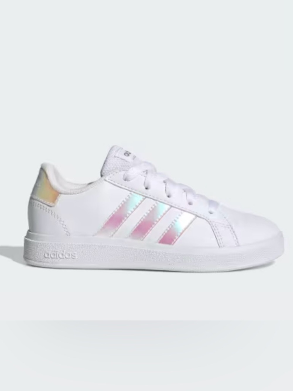 adidas EUC Grand court with Iridescent Stripes size 5